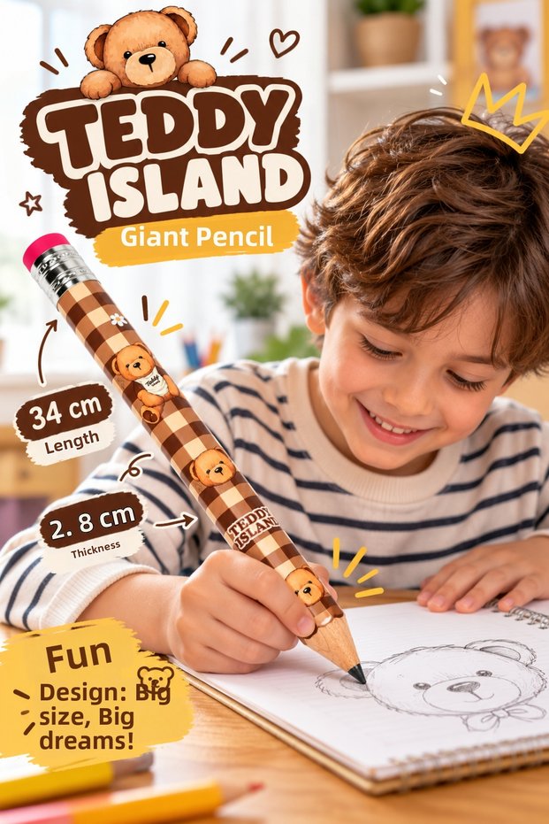 Teddy Giant Size Pencil 34cm with Teddy Bear Cover Large Size Vd082