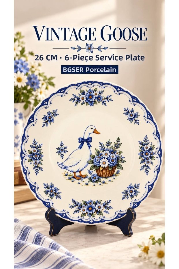 Vintage Goose 6 Piece 26 cm Luxury Serving Plate Set