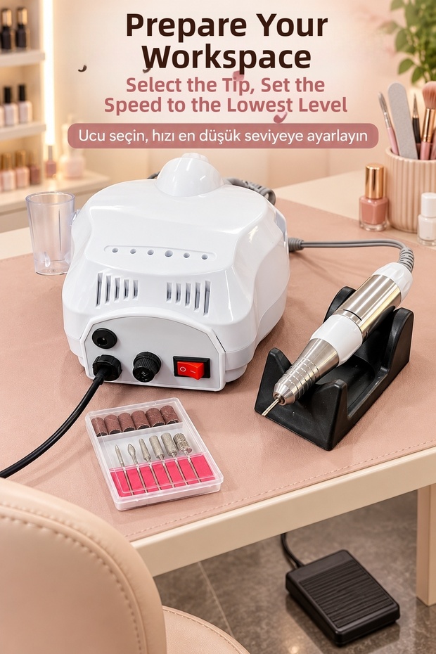 Nail Shaping Device Electric File Set with Replaceable Bits