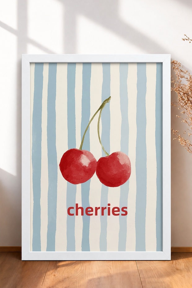 Cherry Blossom Watercolor Painting, Framed, Italy Poster, Living Room, Kitchen, Wall Decor, Itn002.