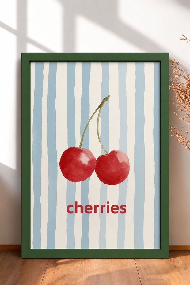 Cherry Blossom Watercolor Painting, Framed, Italy Poster, Living Room, Kitchen, Wall Decor, Itn002.