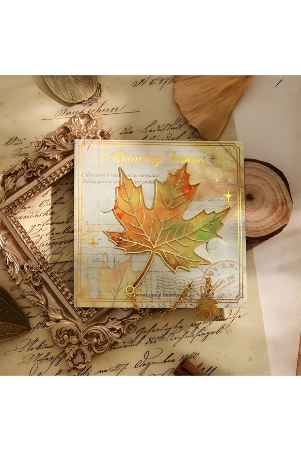 Vintage Leaf Design Metal Bookmark