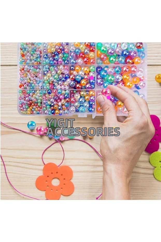 4 Sizes (4-6-8-10 mm) Transparent Colored Shiny Perforated Round Beads Bracelet Necklace Jewelry Making Supplies