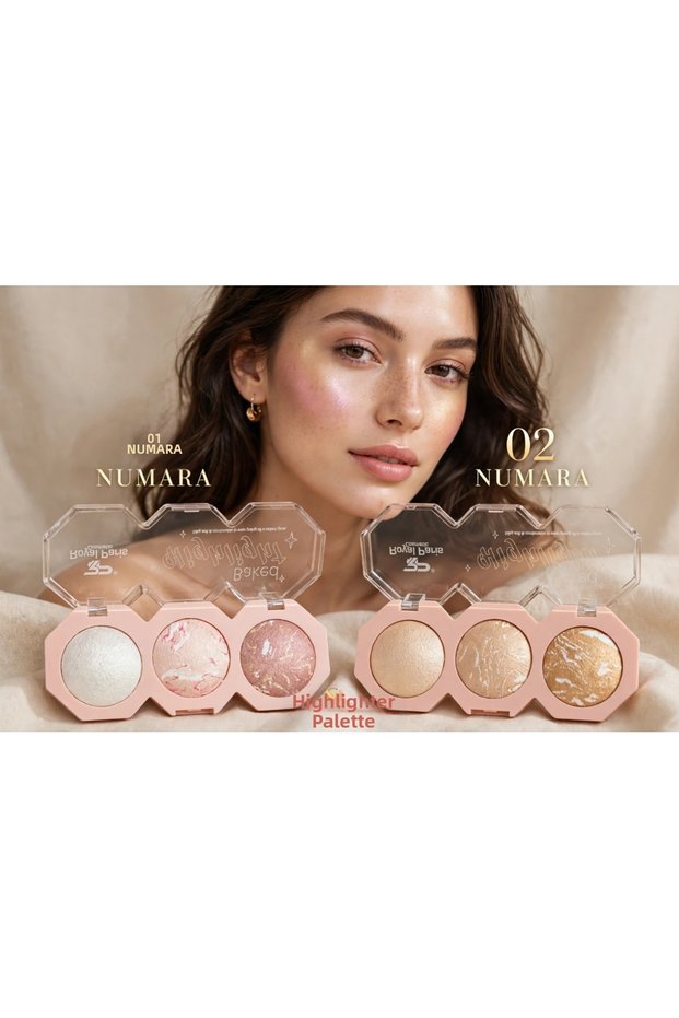 Marble Textured Baked Highlighter Series, Highlighter Palette.
