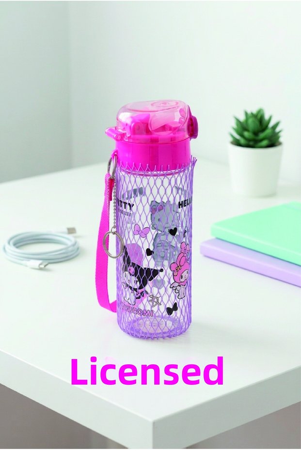 Kuromi & Hello Kitty Licensed Straw Water Bottle 500ml.