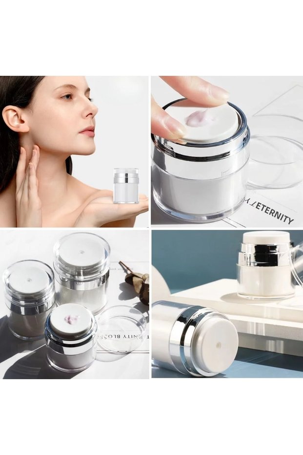 Refillable vacuum cream/foundation liquid cosmetic bottle with air pump