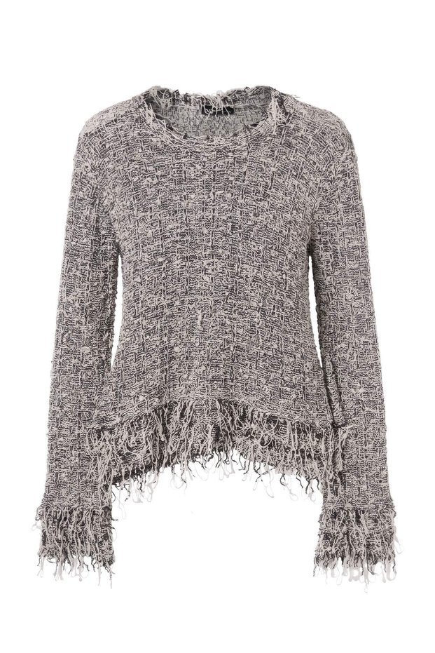 Anthracite Tassel Detailed Soft Textured Knitwear Sweater Twoaw27Kz00334