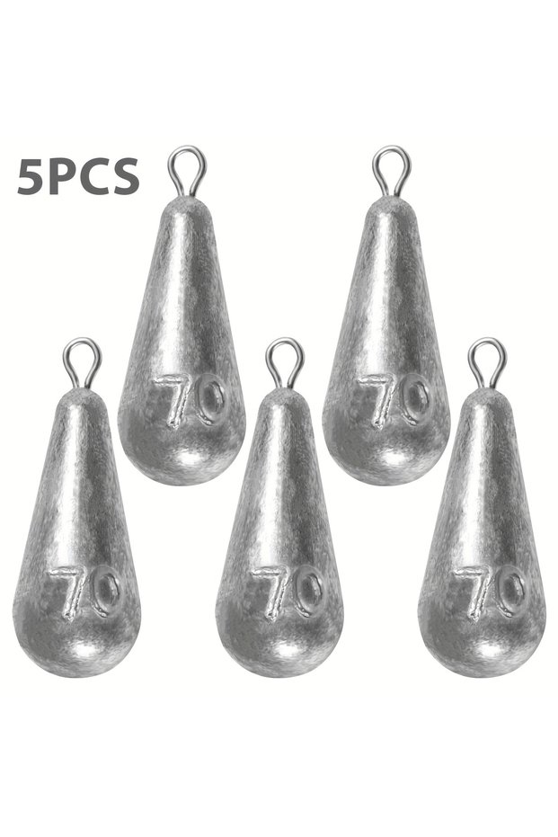 70g-2.47oz 5pcs Fishing Weights Sinkers, 10 Sizes Teardrop-Shaped Fishing Lead Sinkers, Bass Castin