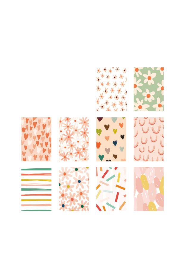 B 50 Pcs Kawaii Ins Paper Card DIY Decoration Idol Photocard Scrapbooking Diary Background Collage M