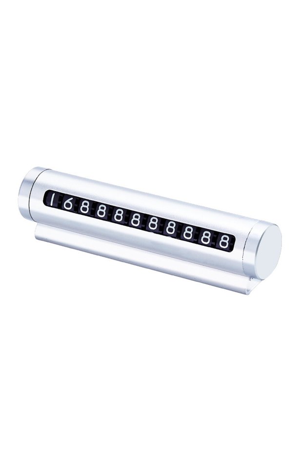 1PC Silver Metal Car Temporary Parking Card Universal Rotate Plate Aluminum Stickers Pa