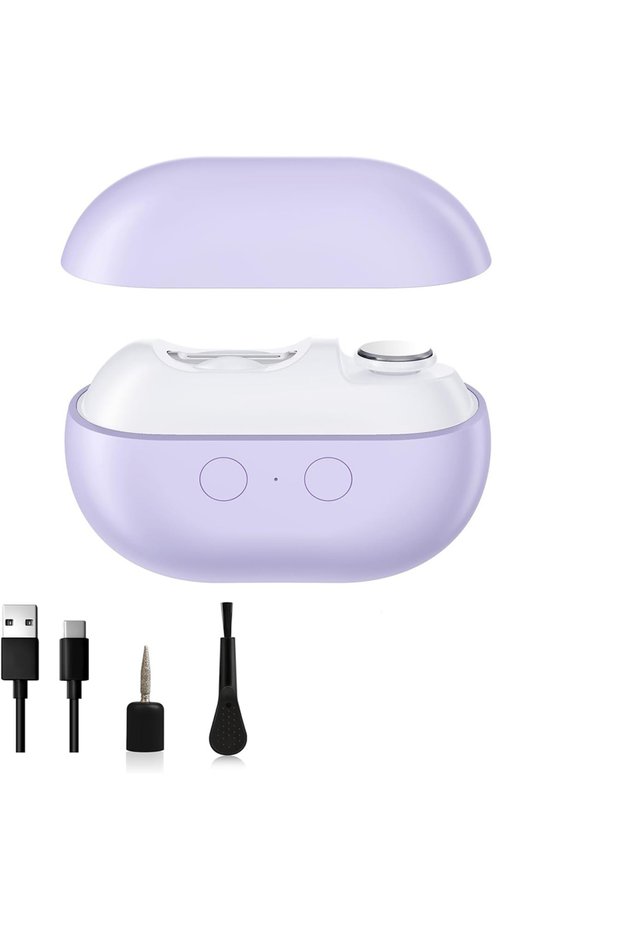 purple Electric Nail Clippers Automatic Nail Trimmer with Light Portable Fingernail Cutter Polishing