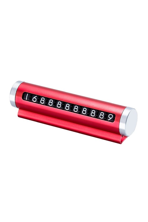 1PC Red Metal Car Temporary Parking Card Universal Rotate Plate Aluminum Stickers Park