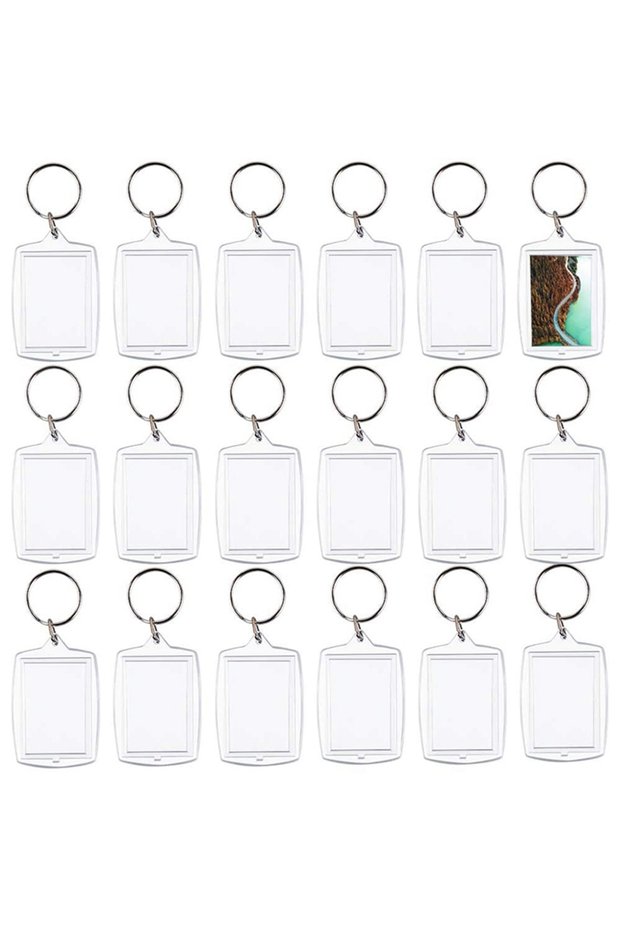 30pcs 30PCS Clear Acrylic Photo Frame Keychain Photo Insert Keyrings Blank Rectangle for Double-Side