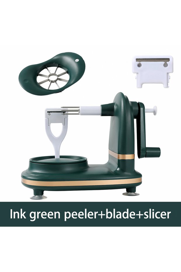 DeepGreen 3-in-1Hand-cranked Rotating Fruit/Vegetable Peeler Stainless Steel Blades Apple Cutter Hou