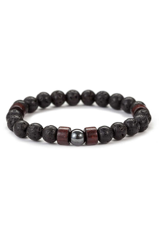 19cm style1 8mm Volcanic Stone Bracelet for Men Lava Wooden Beads Bracelet Tibetan Buddha Male Wrist
