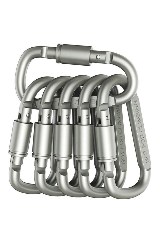D-6 Gray 4-6PCS Carabiner Set For Key Camping Survival EDC Outdoor Keychain Clip Alloy Aluminum Tac