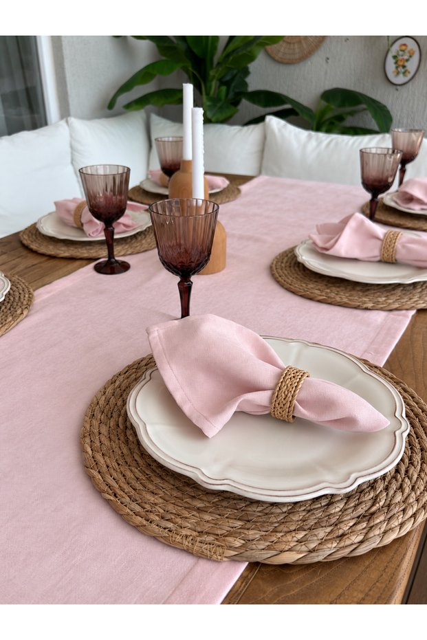 Pearl Velvet Textured Seamless Powder Pink Napkin 6 Pcs