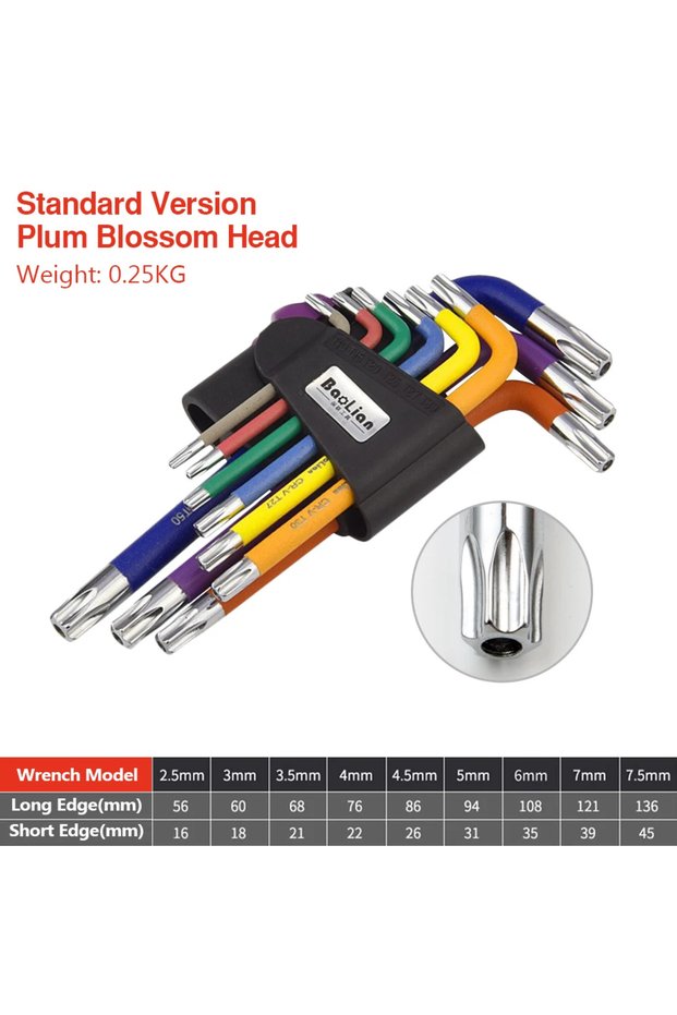 Standard Plum Head Allen Key Sets 9 PCS Hexagon Spanner Colorful Universal Hex Wrench Screwdrivers S