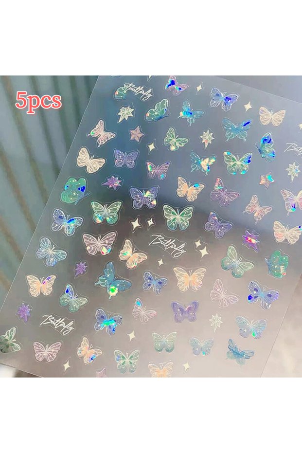 5sheets 1/5sheets Colorful Butterfly Fairy Stickers Fashion Butterfly Wing Streamer Laser Stickers A
