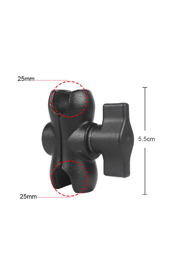 A Universal 1'' Inch Ball Mount Accessories Double Socket Arm Clamp Base for GoPro DJI Insta360 Acti