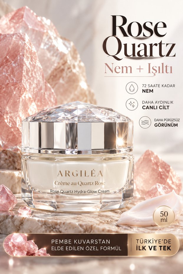 Glass Skin Illuminating Moisturizing Face Cream with Pink Quartz Stone. | Ectoin Niacinamide Hyaluronic Acid for a Plump Appearance, 50 Ml.