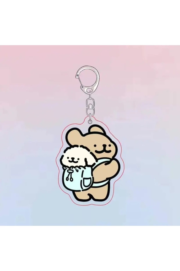 A Cartoon Backpack Line Puppy Acrylic Keychain Bag Pendants Cute Doggy Charms Fashion Couples Keyrin