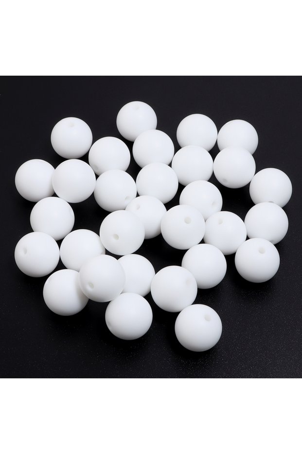 12mm White 20pcs Silicone Round Bead 12/15mm Multicolor Loose Spacer Beads for Jewelry Making DIY Br
