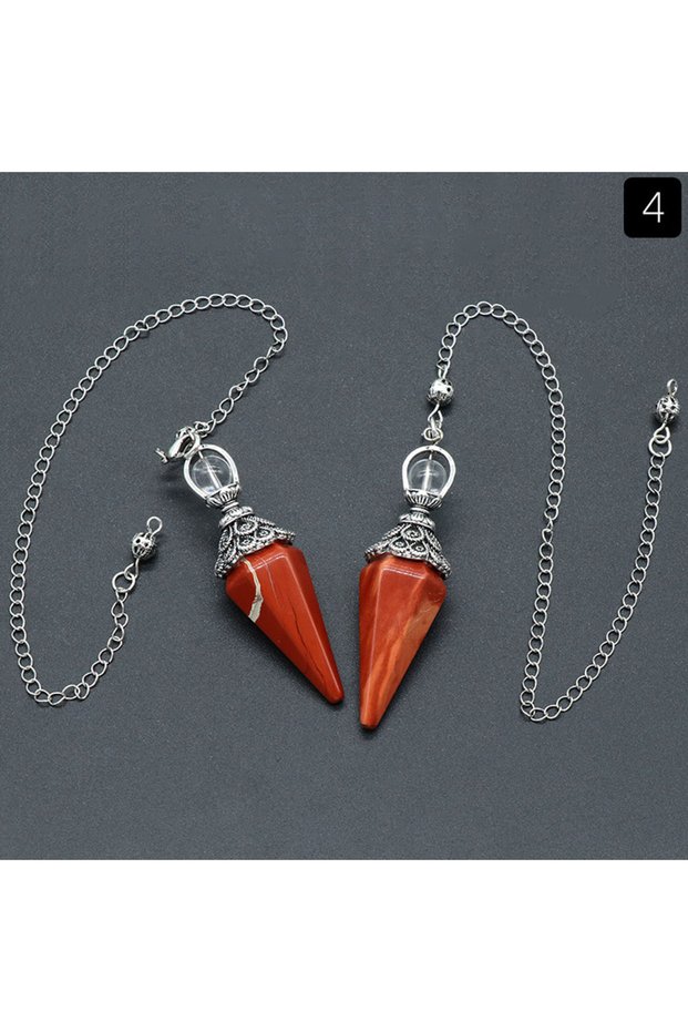 Redstone Natural Stone Crystal Reiki Pendulum Rose Quartz Amethysts Hexagonal Cone Shape Charm for J