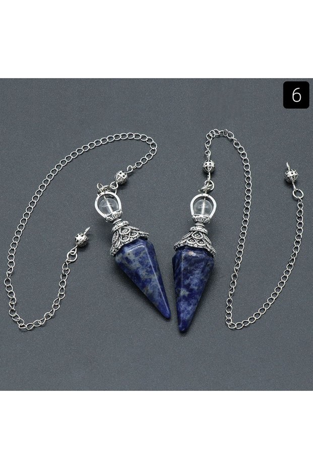 Sodalite Natural Stone Crystal Reiki Pendulum Rose Quartz Amethysts Hexagonal Cone Shape Charm for J