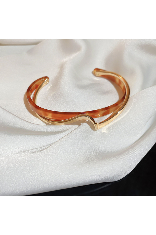 coffee White Acrylic Bracelets Board Bend Metal Bangles Womens Hand Bracelets Geometric C- shaped Op