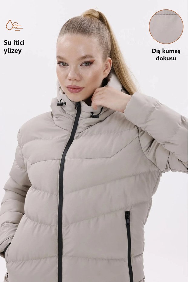 Women's Stone Fleece-Lined Fur-Trimmed Hooded Waterproof Wind-Resistant Puffer Winter Coat Jacket Parka