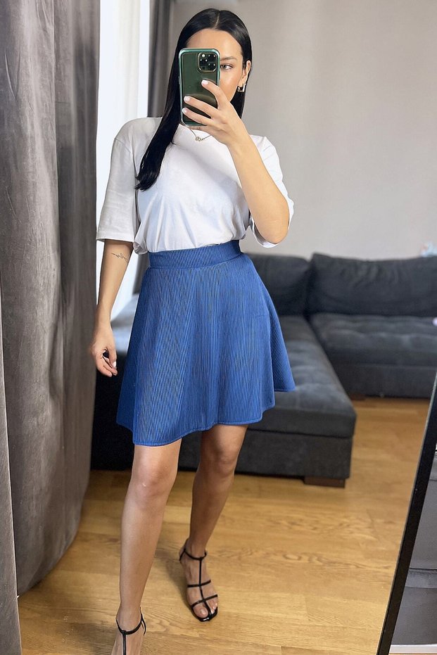Ribbed Mini Skirt with Elastic Waist