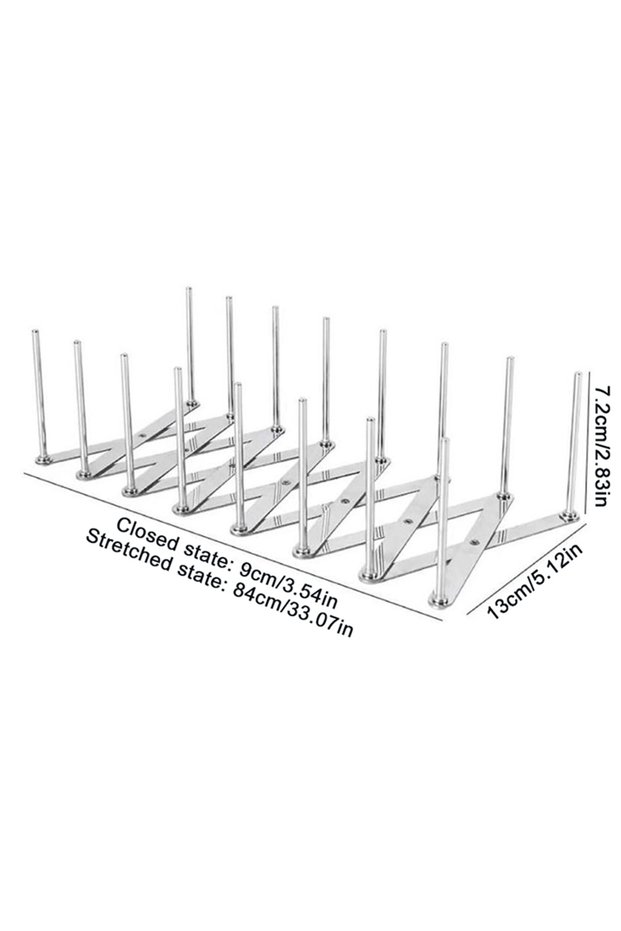 L Retractable Foldable Stainless Steel Plate Dish Holder Shelf Pot Lid Rack Pan Lid Organizer Tablew