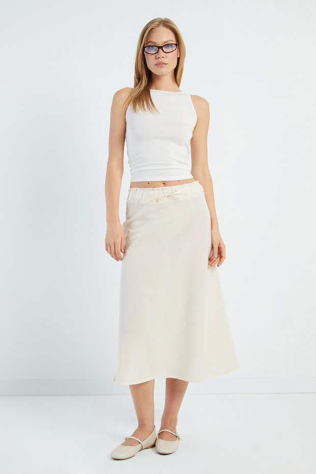 Striped Midi Length Bell Skirt