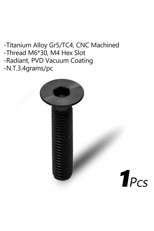 M6-30 Black KOCEVLO Bicycle Headset Bolts Titanium M6*30mm CNC Countersunk Head MTB BMX Bikes Stem T