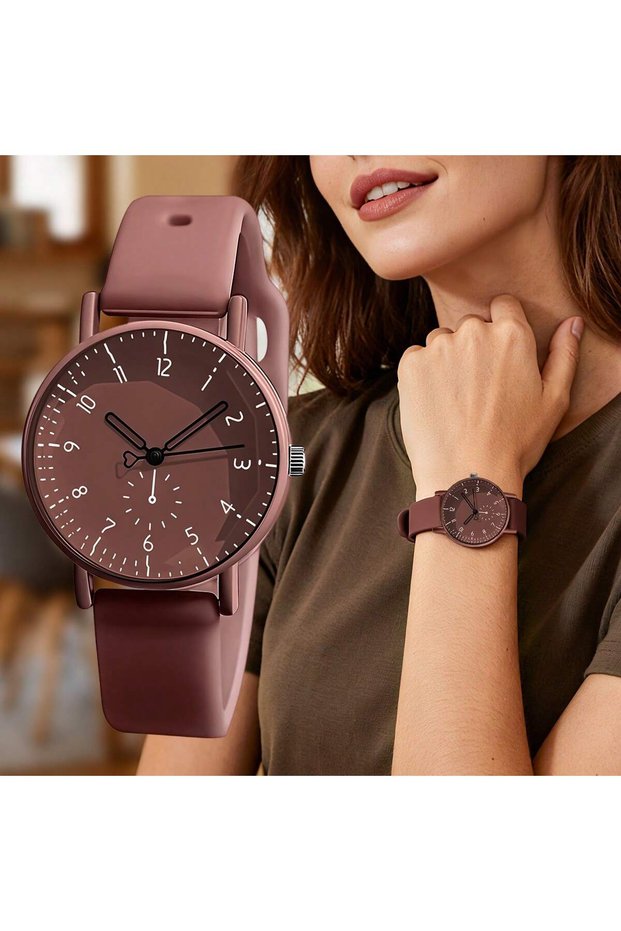 Coffee Women Fashion Casual Silicone Quartz Watches for Women