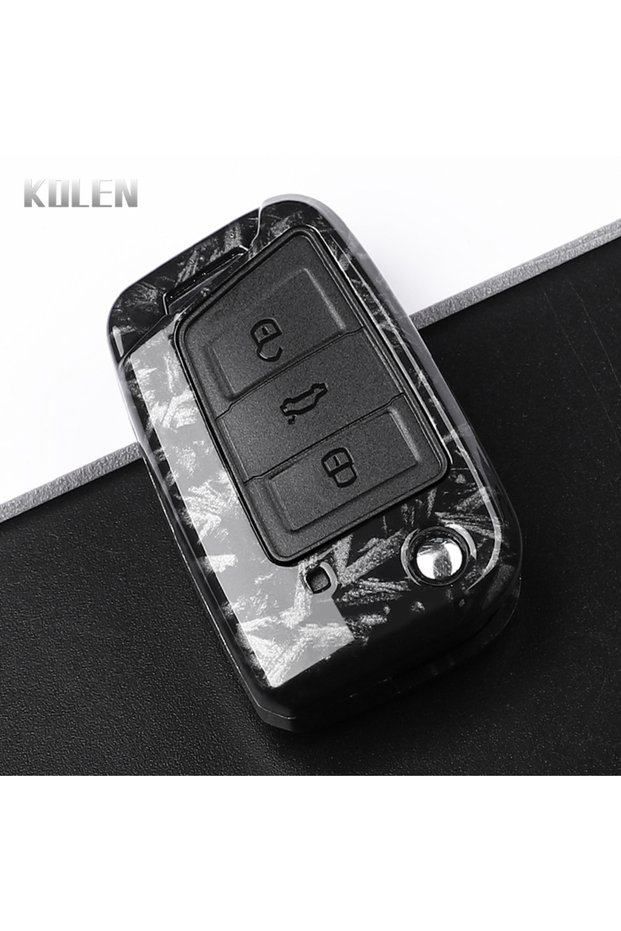 3 Btn F-Carbon ABS Carbon Fiber Style Car Key Case Cover For VW Volkswagen Golf 7 MK7 Tiguan MK2 For
