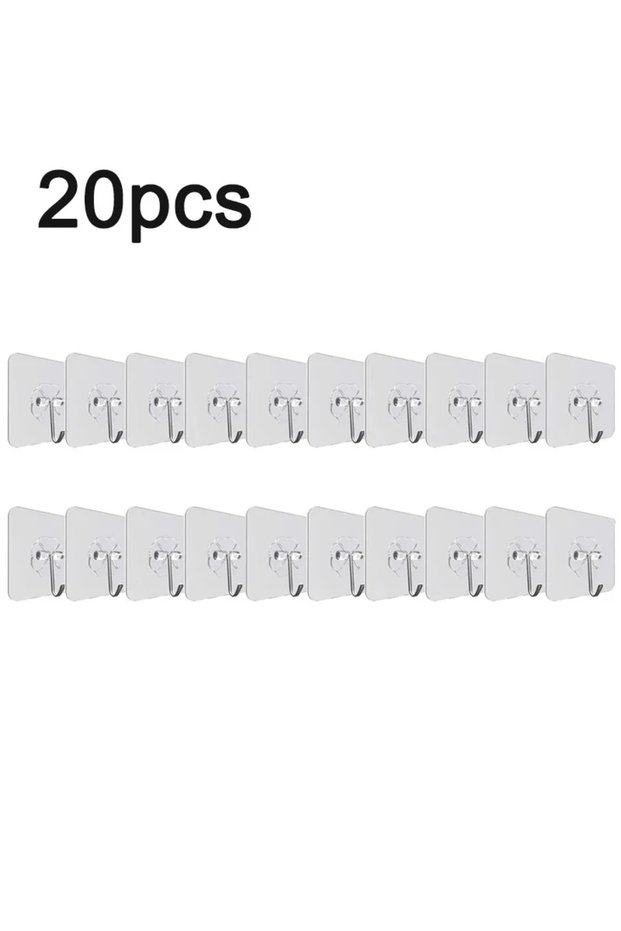 20pcs 10-100pcs Self Adhesive Hooks Heavy Duty Wall Hooks Transparent Multi-Purpose Hooks Door Key T