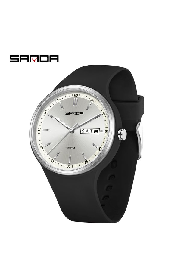 Black Silver 2025 Fashion SANDA Top Brand 6213 Female Student Casual Simple Women's Dual Calendar El