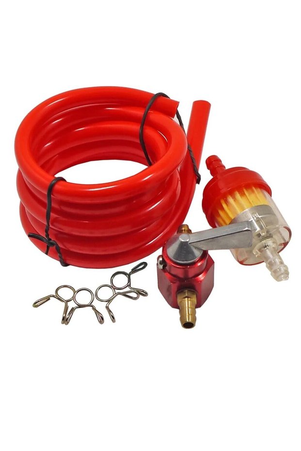 Red 6MM ATV Mini Motocross Dirt Pit Bike Fuel Tank Switch Petcock Valve Gas Petrol Filter Hose Tube