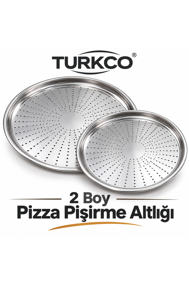 Perforated Pizza Tray Set of 2 Round Pizza and Lahmacun Baking Mats 17 and 23 cm