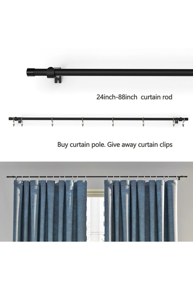 23-55 inches black Simple and practical curtain rod, suitable for 23-80inch windows. Durable and eas