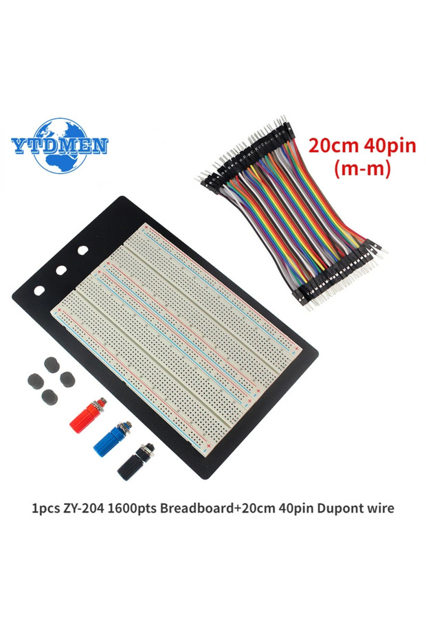 YTDMEN kit 2 Breadboard ZY-204 1660pts Dupont Wire Cable Set, 20cm 20/40Pin Male To Male Dupont Wire