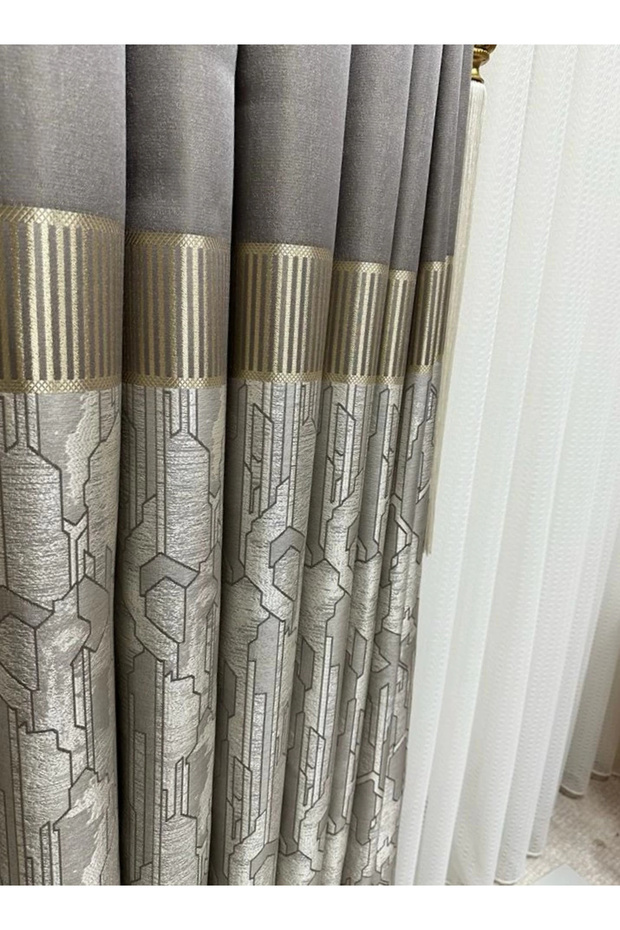 Nivemeshome Inci V-5431 1/3 Close Pleat Gray Background Curtain Apm