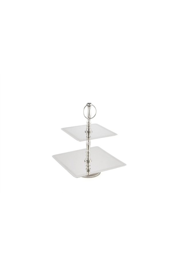 Silver Embellished 2-Tier Presentation Stand 20X26 cm