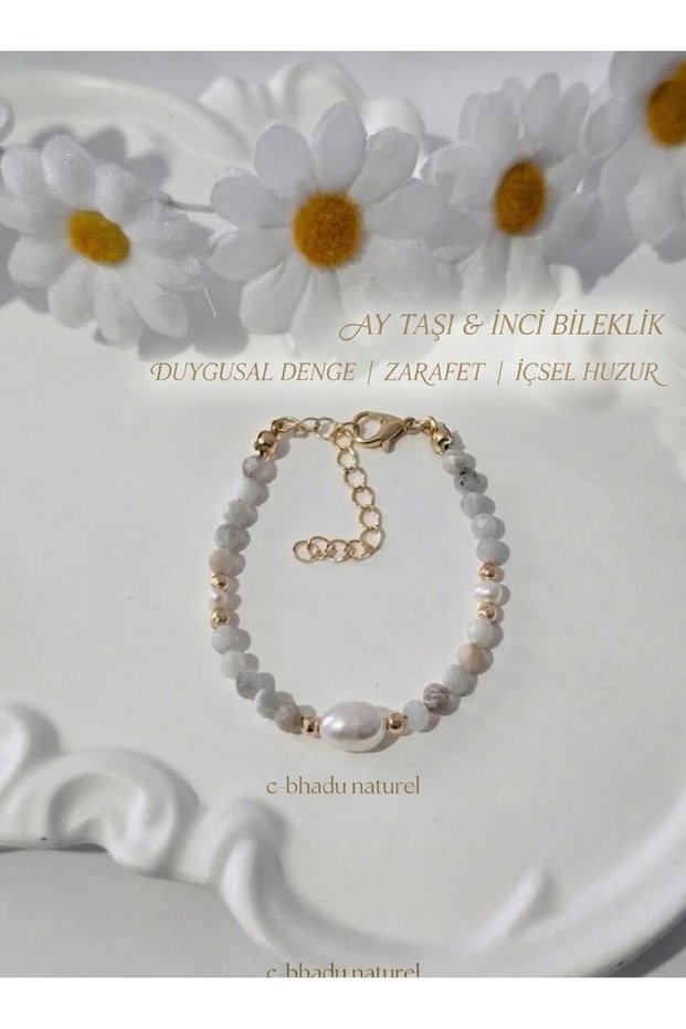 Certified 3 mm Moonstone Genuine Barley Pearl, Minimal Pearl Natural Stone Bracelet