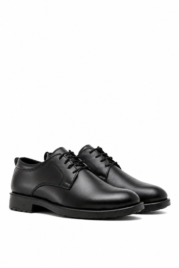 Men's Genuine Leather Black Lace-Up Classic Diplomat Comfortable Fit Shoes 36-47