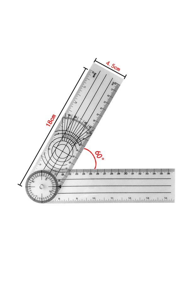 0-140mm 360 Degree Goniometer Angle Medical Spinal Angle Ruler Angle Inclinometer Ruler Protract...