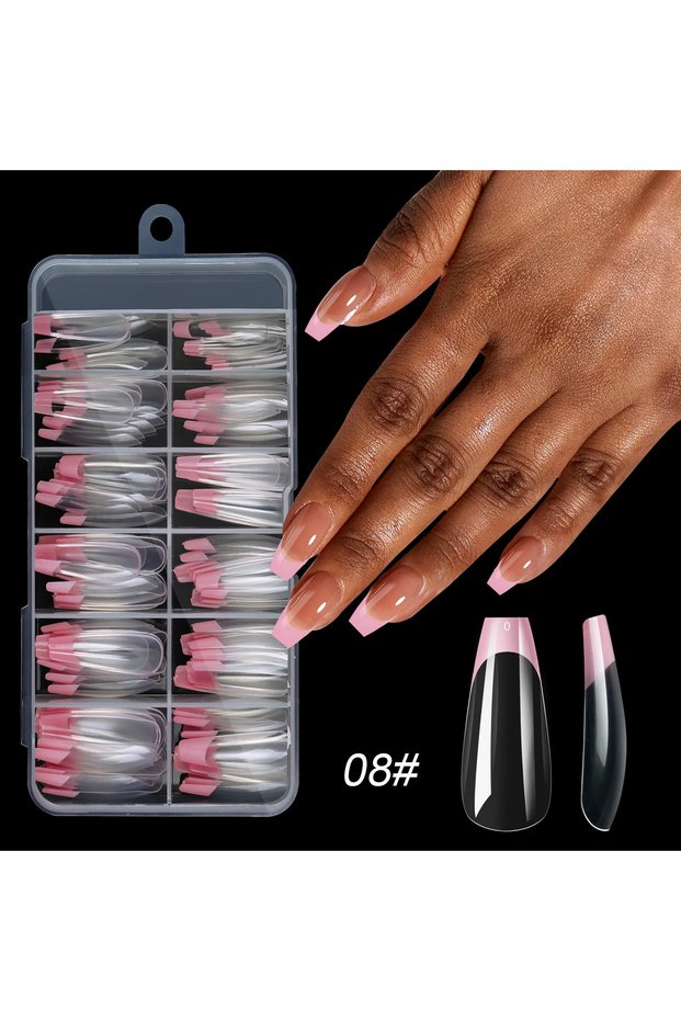 Pink Ballet armor 120pcs/Boxed Acrylic French False Nails Multicolor Square Almond Nail Tips Full Co
