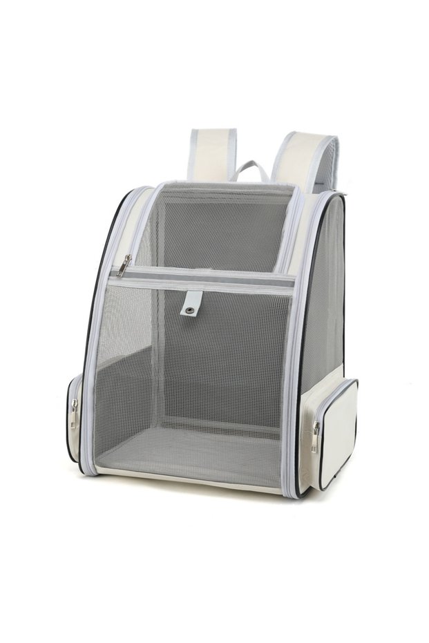 Beige Pet Cat Carrier Bag Outdoor Travel Backpack for Cats Small Dogs Breathable Cat Carrying Bag Su